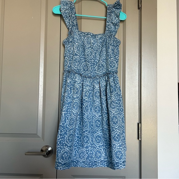 Madewell Small Marnay Flutter Sleeve Square Neck Easy Mini Dress in Blue & White - Picture 4 of 5